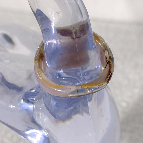 Vintage Art Glass Handmade Brown Cream Yellow Band Ring - Picture 4 of 11